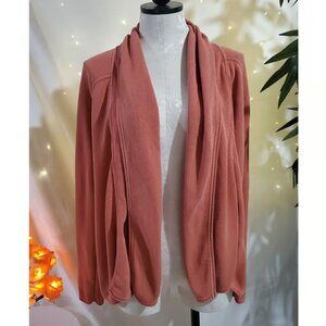 Peruvian Connection Pima Cotton Salmon Pink Knit Cardigan Sweater Womens Size L